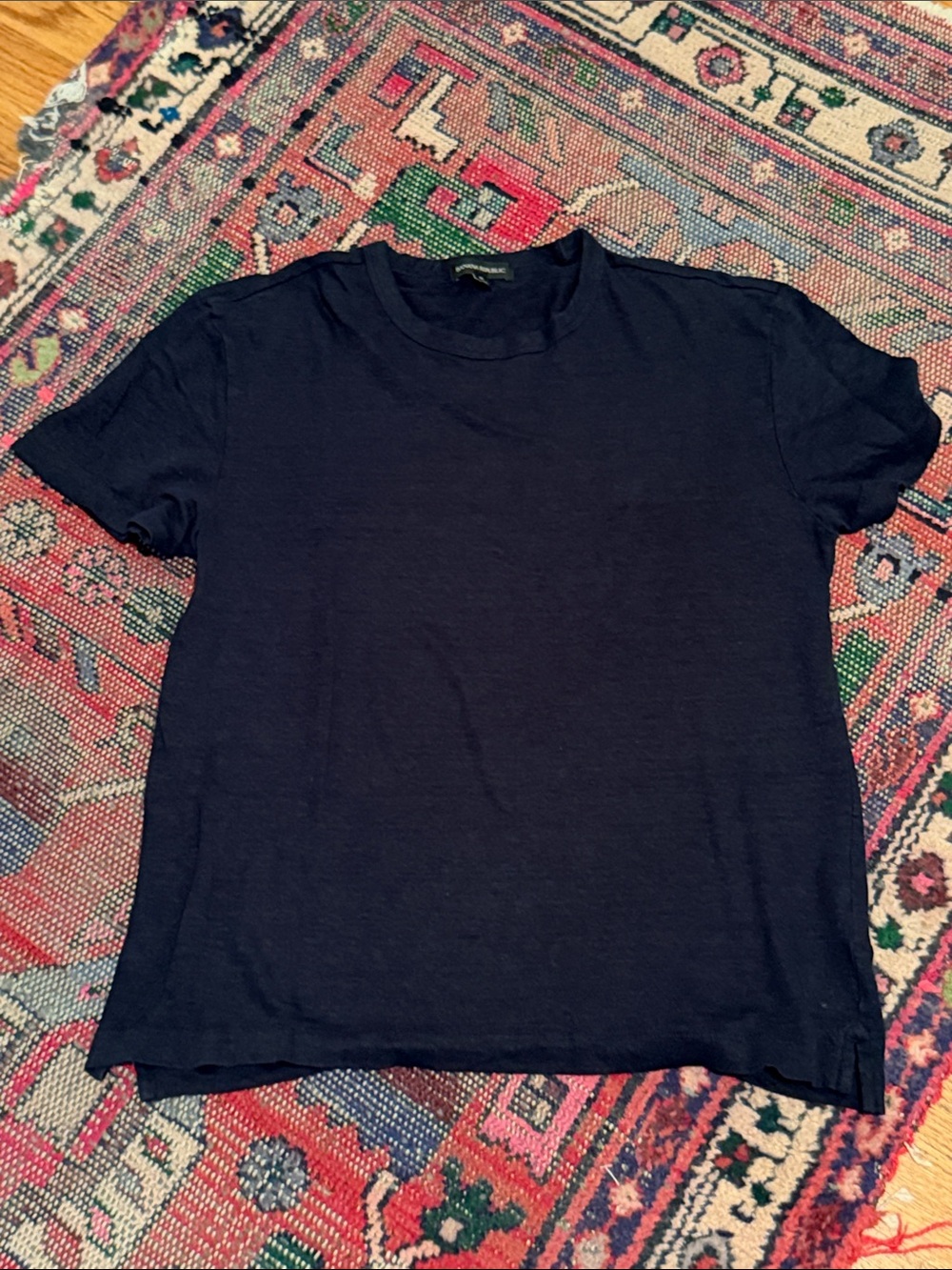Men’s Dark Navy Linen S/S T-shirt